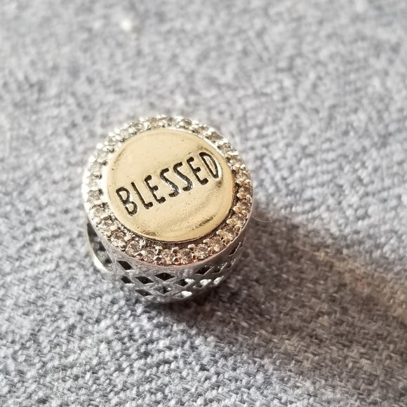 Sliver double sided blessed charm w/CZ - Picture 3 of 5